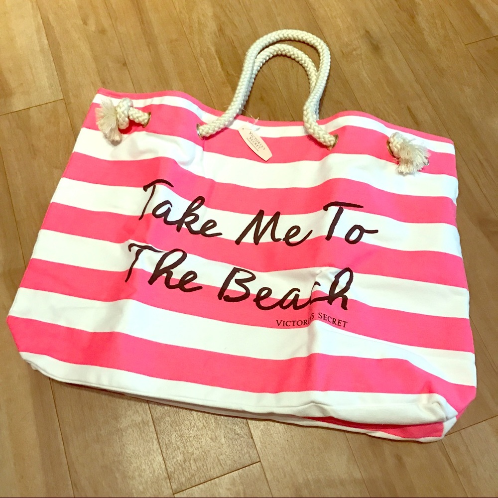 NWT Victoria's Secret NWT Pink & White Beach Tote